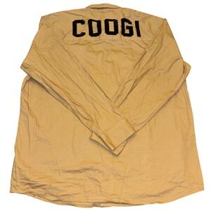 COOGI Mens Tan Long Sleeve Button Up Shirt XXL Embroidered Logo Pockets